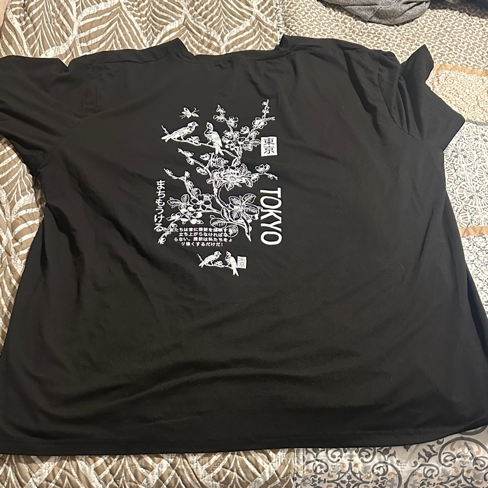 6XL MEN Black and White Tokyo Graphic Tee